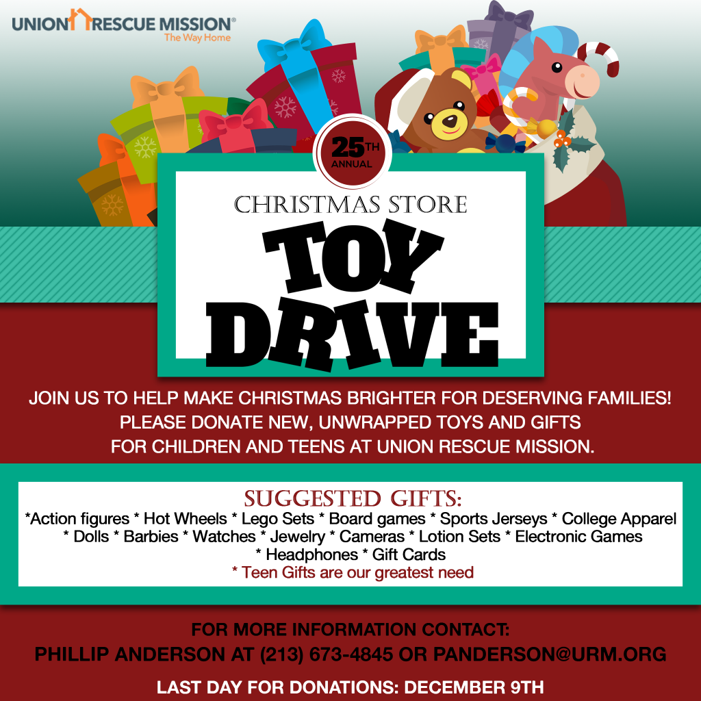 25th Annual Christmas Store Toy Drive Union Rescue Mission