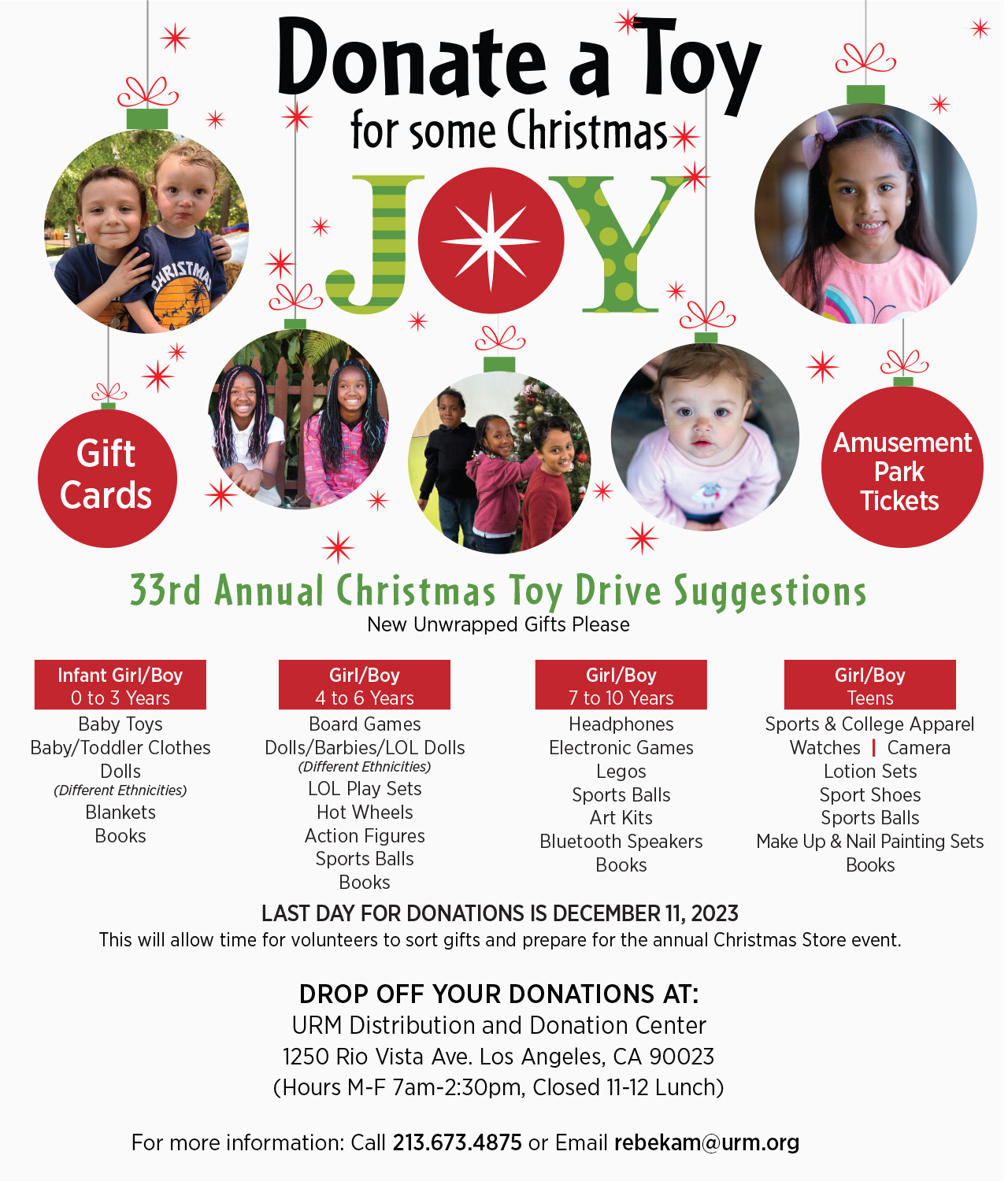 Toy Donation web page layout
